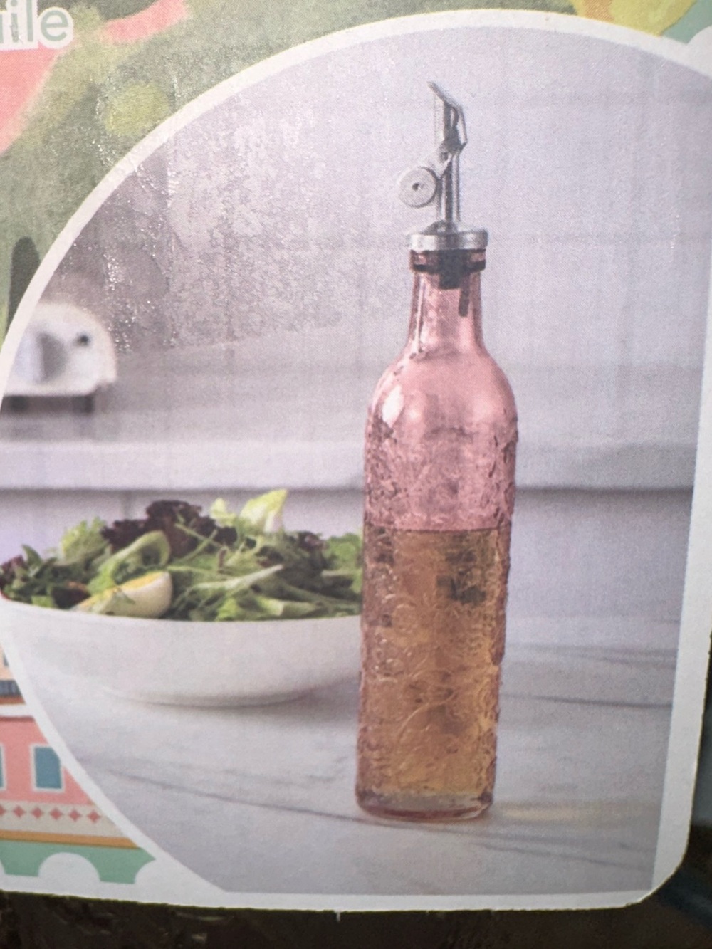 Cook With Color CWC Oil And Vinegar Set Pink Glass With BOWS Coquette NEW - Picture 5 of 11